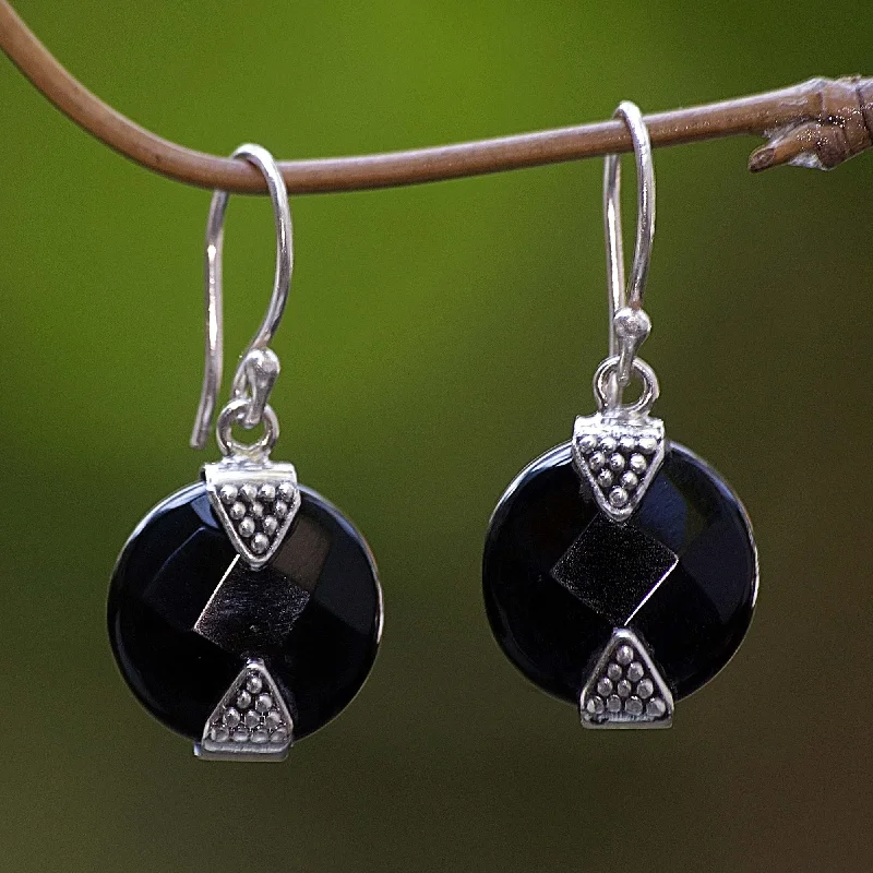 Sylph Onyx Sterling Silver Dangle Earrings from Indonesia