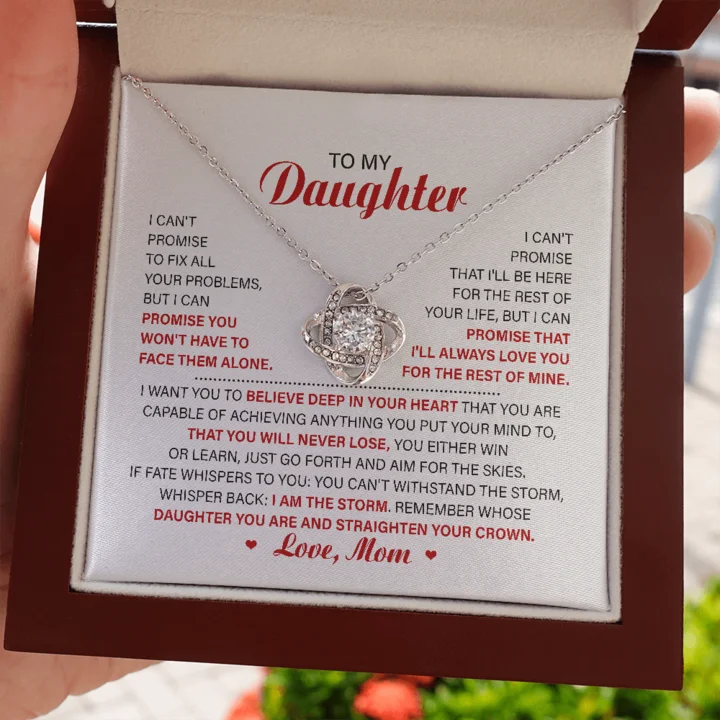 To My Daughter Necklace Gift - I can't Promise to fix all your problems but I can promise you won't face them alone Love