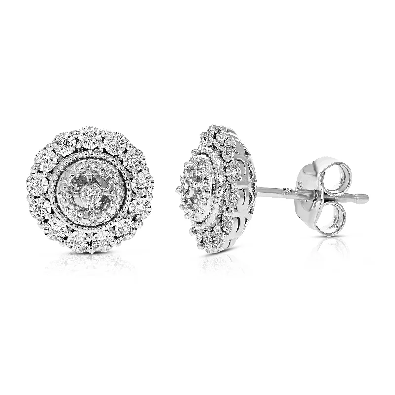 1/10 cttw Round Lab Grown Diamond Stud Earrings Round Studs for Her .925 Sterling Silver Prong Set