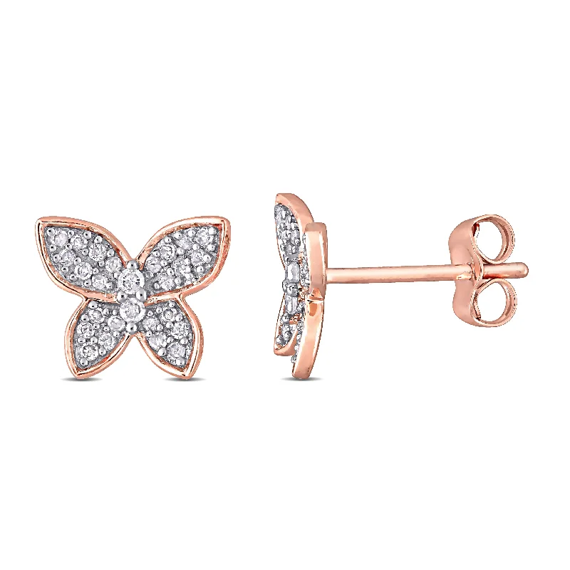 1/5 CT TW Diamond Butterfly Stud Earrings in 10K Rose Gold