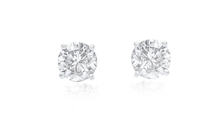 14kt white gold diamond stud earrings containing 1.00 cts tw