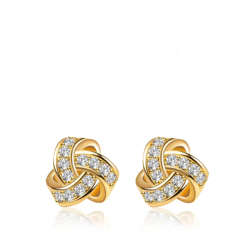 18k Gold Embellished Knot Stud Earrings