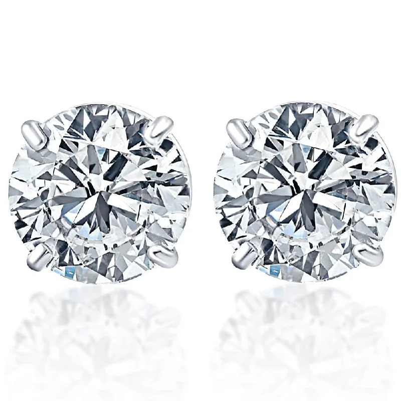 .25Ct Round Brilliant Cut Natural Diamond Stud Earrings in 14K Gold Basket Setting