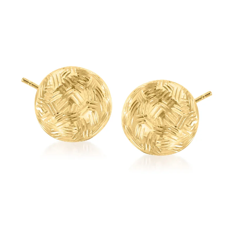 Canaria Italian 10kt Yellow Gold Diamond-Cut Dome Stud Earrings