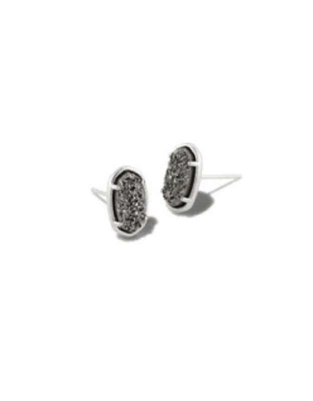 Grayson Stud Earrings In Rhodium Platinum Drusy