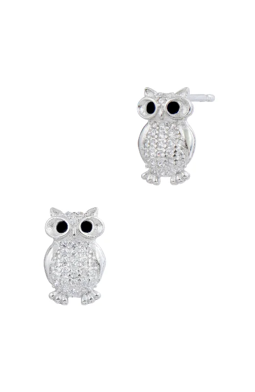 Italian Sterling Silver 4mm x 6mm Owl Stud Earrings