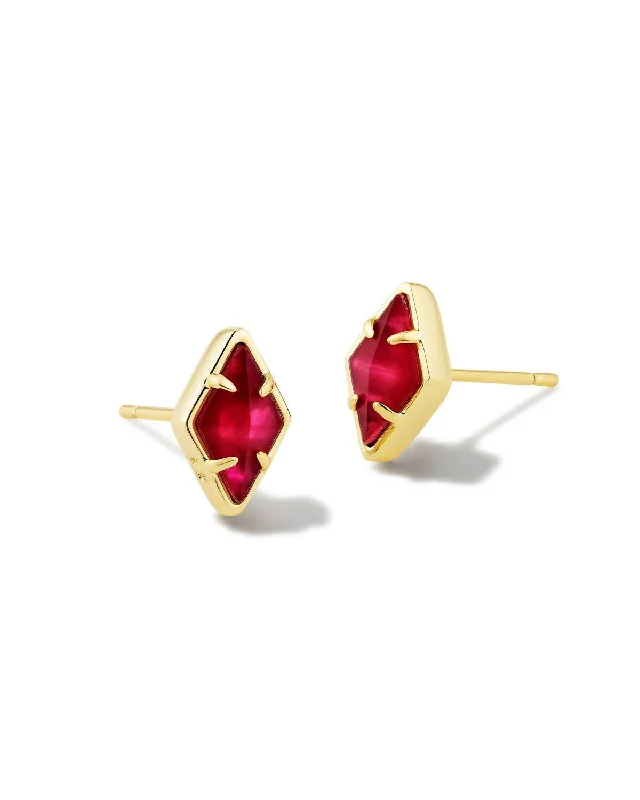 Kinsley Stud Earrings In Gold Raspberry Illusion