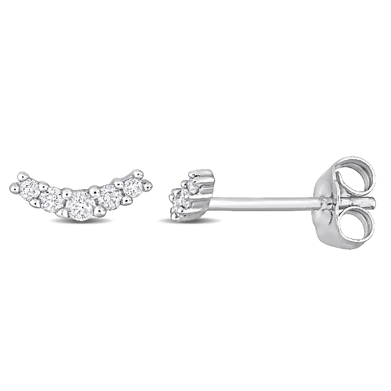 Mimi & Max 1/10ct TDW Diamond Curve Stud Earrings in 10k White Gold