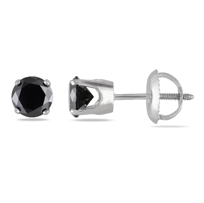 Mimi & Max 1ct TW Black Diamond Stud Earrings in 14k White Gold