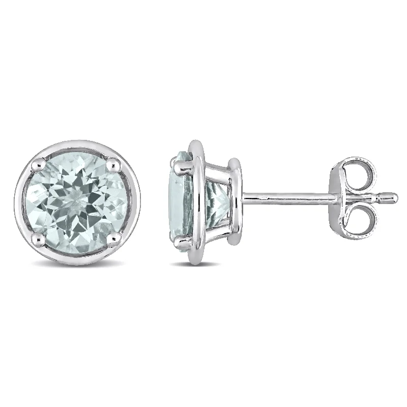 Mimi & Max 2 1/3ct TGW Aquamarine Bezel Style Stud Earrings in Sterling Silver