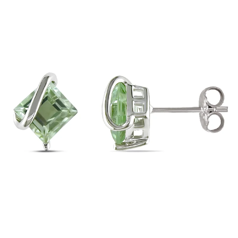 Mimi & Max 2 1/4ct TGW Green Quartz Stud Earrings in Sterling Silver