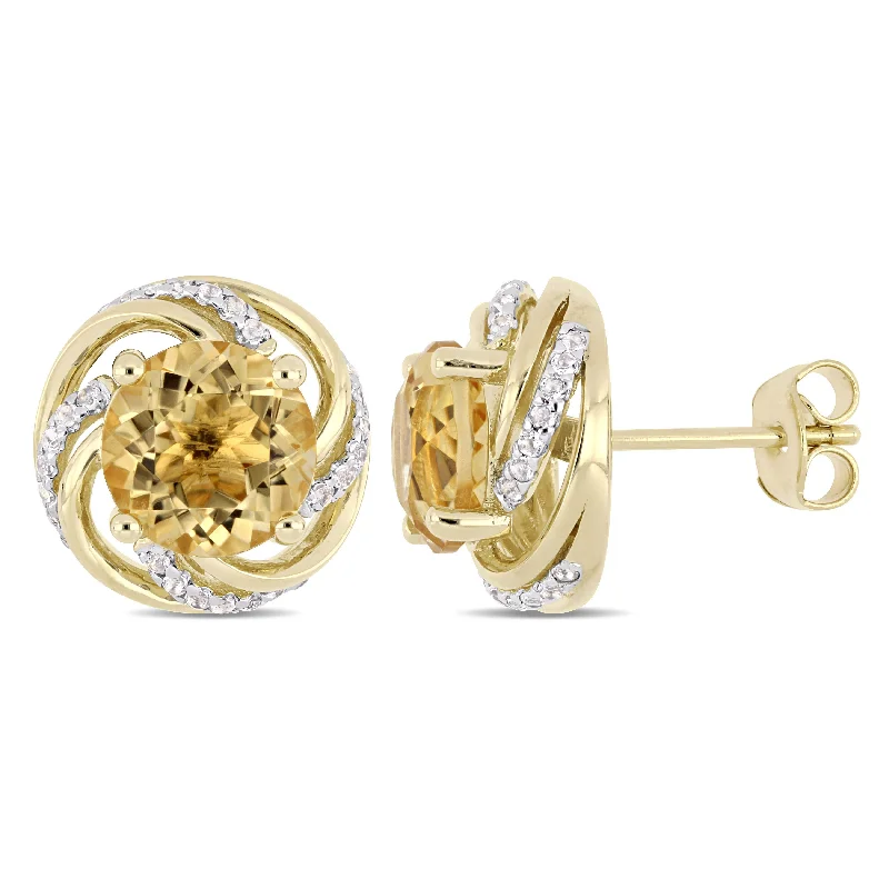 Mimi & Max 4ct TGW Citrine and White Topaz Swirl Stud Earrings in Yellow Plated Sterling Silver