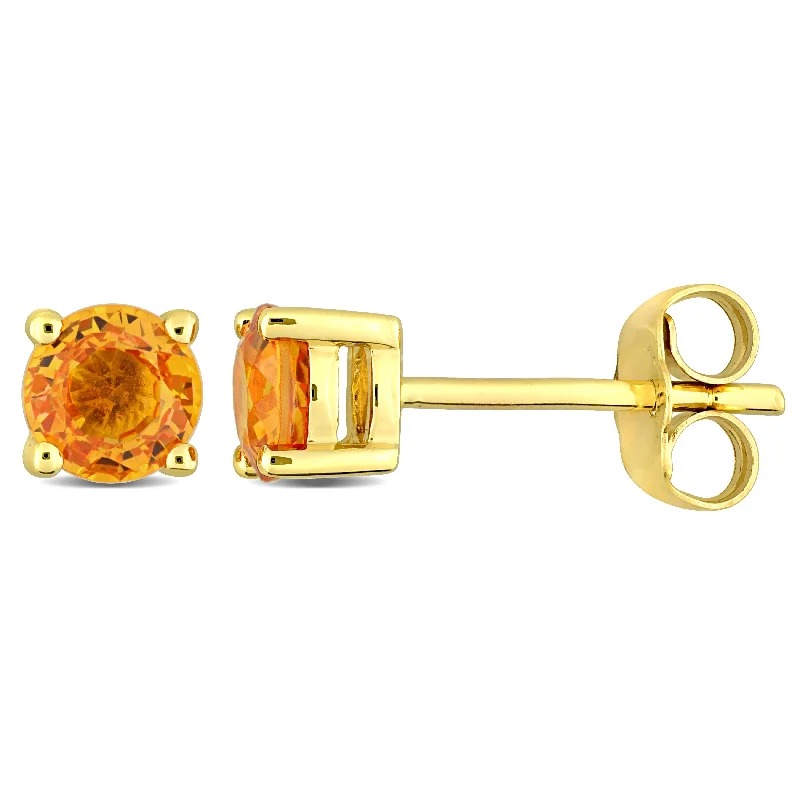 Mimi & Max 7/8ct TGW Orange Sapphire Stud Earrings in 10k Yellow Gold