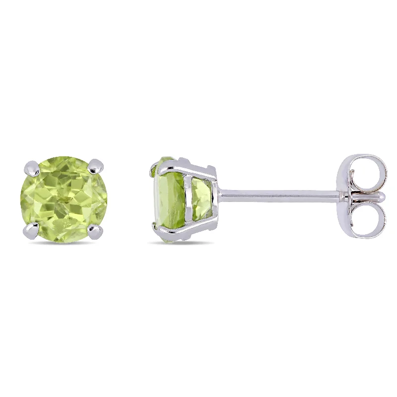 Mimi & Max Peridot Stud Earrings in 14k White Gold