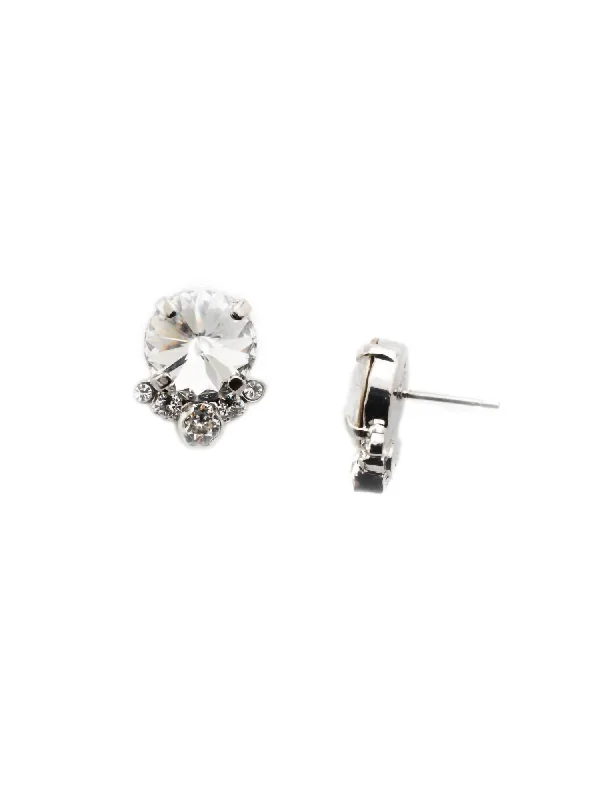 Regal Round Stud Earrings In Palladium Silver/crystal