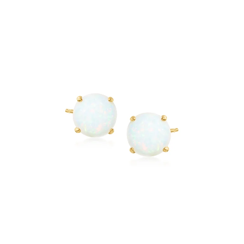 Ross-Simons 5mm Opal Stud Earrings in 14kt Yellow Gold