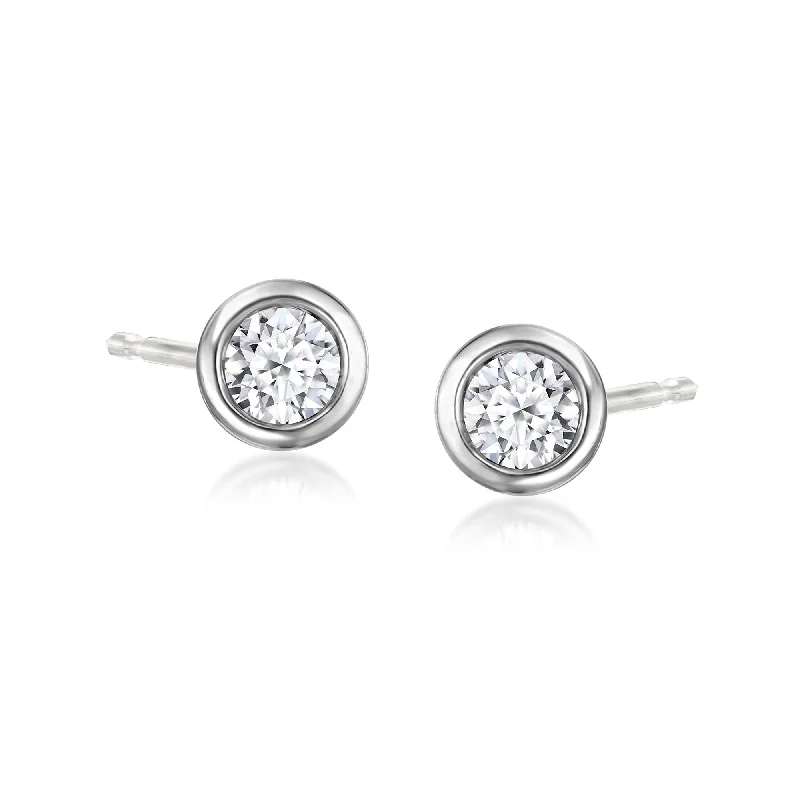 Ross-Simons Bezel-Set Lab-Grown Diamond Stud Earrings in Sterling Silver