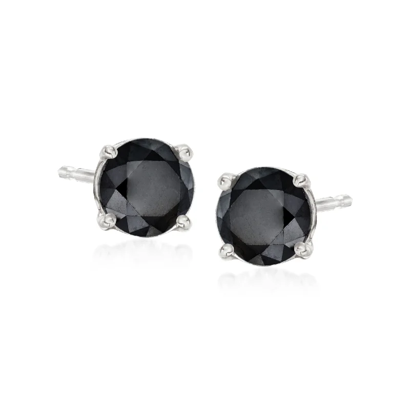 Ross-Simons Black Diamond Stud Earrings in 14kt White Gold