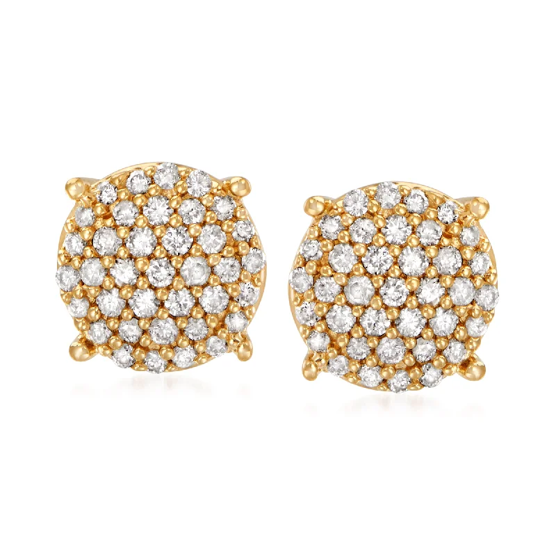 Ross-Simons Diamond Cluster Stud Earrings in 18kt Gold Over Sterling