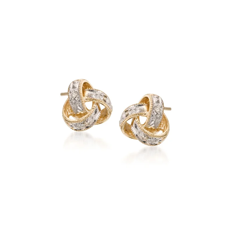 Ross-Simons Diamond Love Knot Stud Earrings in 14kt Yellow Gold