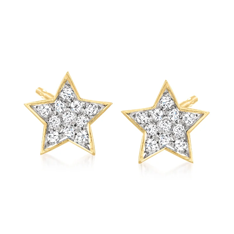 Ross-Simons Diamond Star Stud Earrings in 18kt Gold Over Sterling