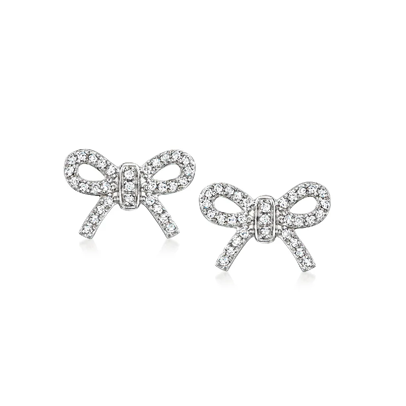 RS Pure by Ross-Simons 0. Diamond Bow Stud Earrings in Sterling Silver