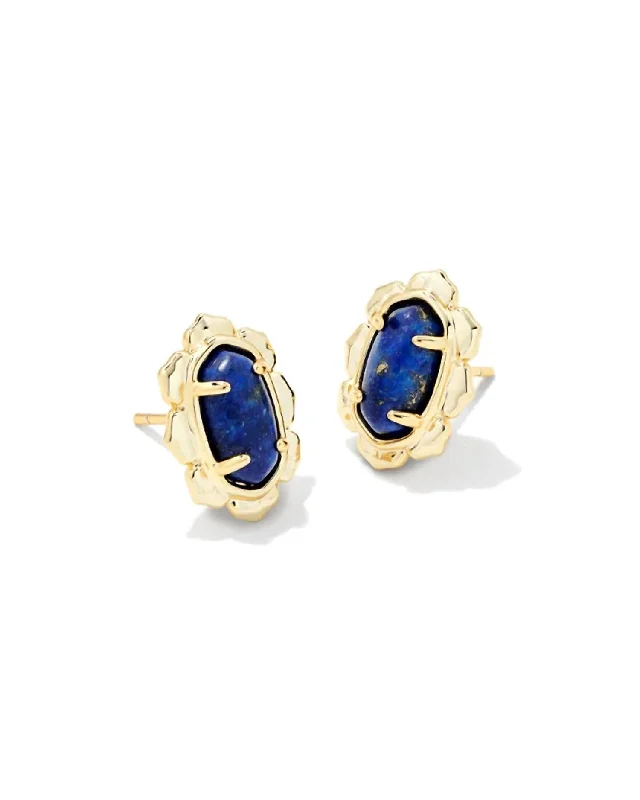 Women's Piper Gold Stud Earrings In Blue Lapiz