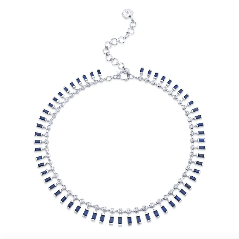 Upgrade Your Jewelry Collection For Less BLUE SAPPHIRE & DIAMOND DOT-DASH CHOKER