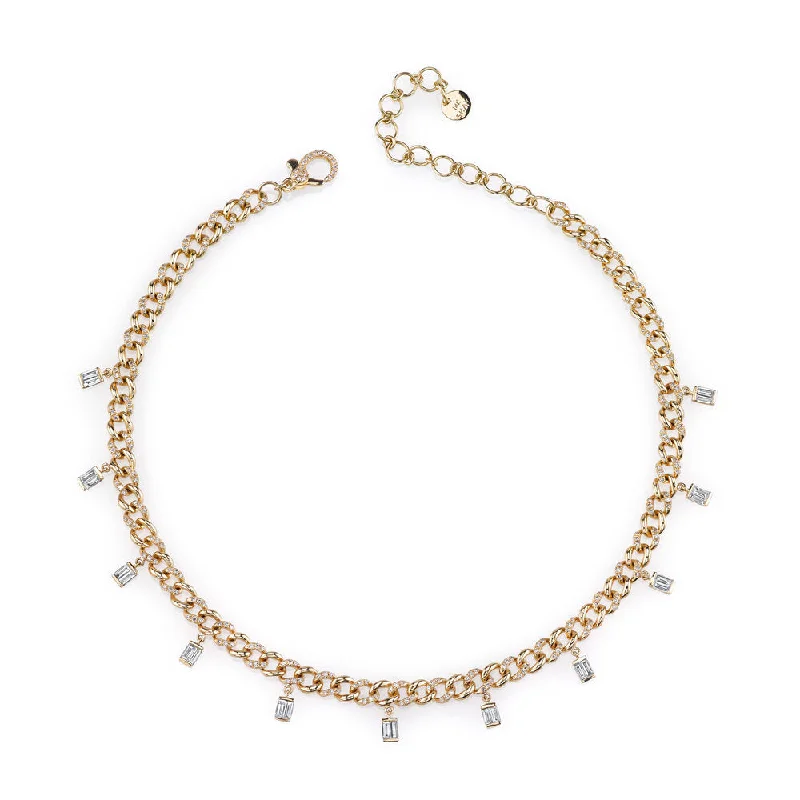 High-End Sparkle, Low-End Prices – Jewelry Sale Live DIAMOND BAGUETTE DROP LINK NECKLACE