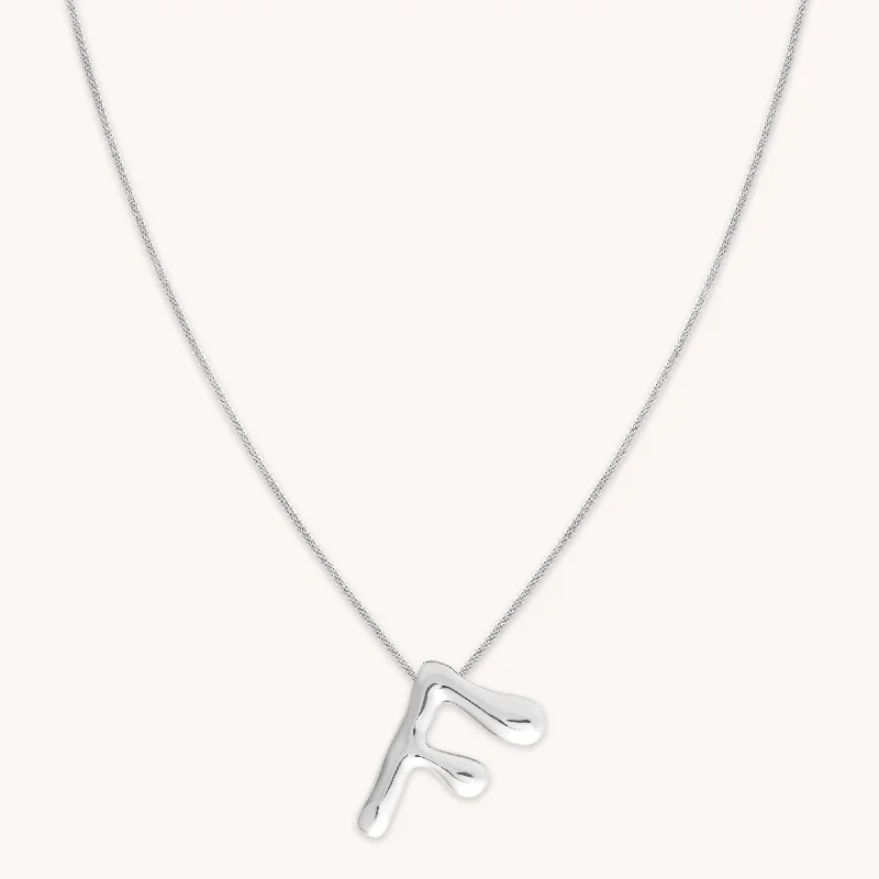 Customized Silver Jewelry For Unique Style F Initial Bold Pendant Necklace in Silver
