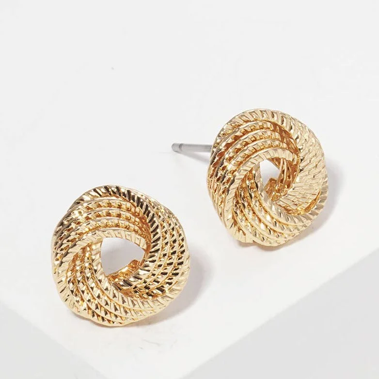 Gold Rope Knot Stud Earrings