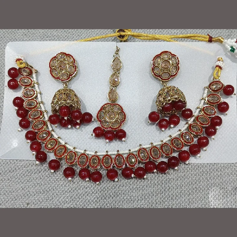 Dazzle With Discounts – Shop Jewelry On Sale Rani Sati Jewels Gold Plated Austrian Stone And Meenakari Necklace Set