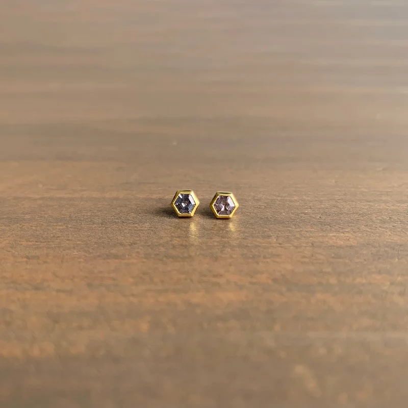 Spinel Hexagon Stud Earrings