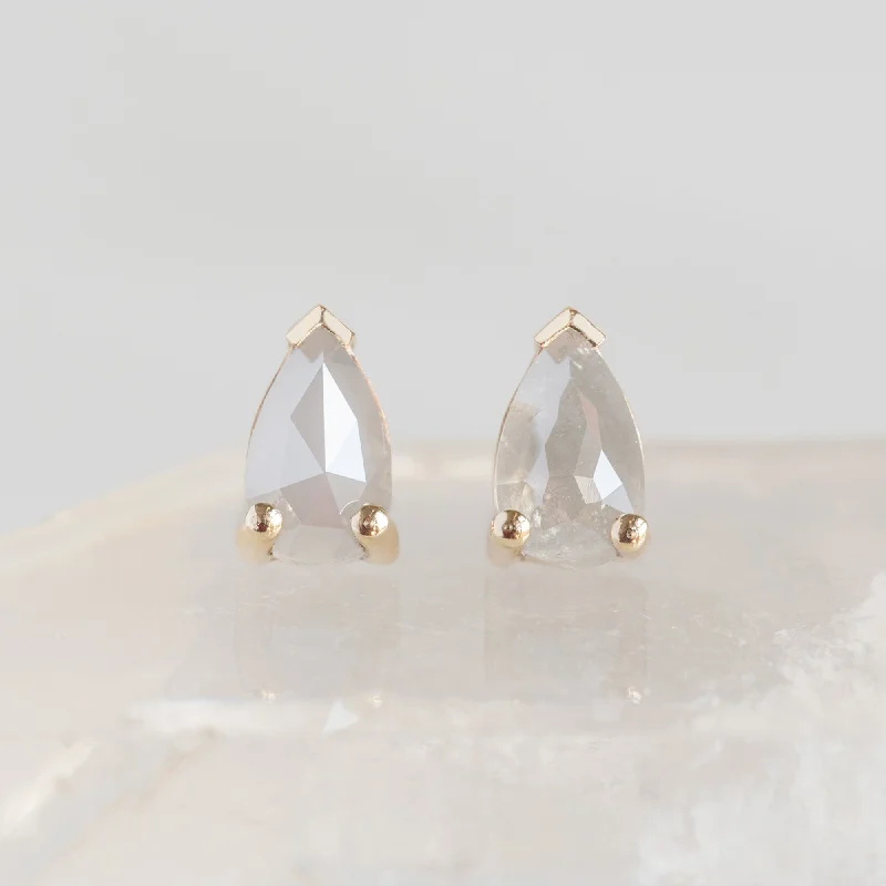 The Opalescent Icy White Diamond Stud Earrings | 10K Yellow Gold