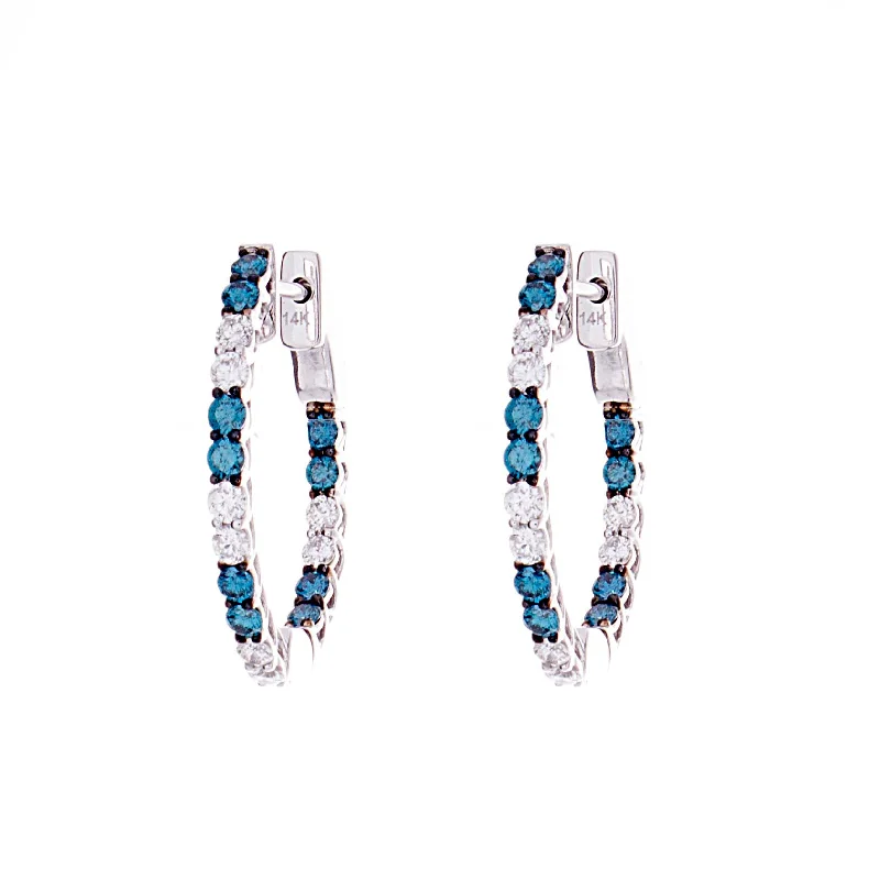 Customized Silver Jewelry For Unique Style Blue Diamond Hoops