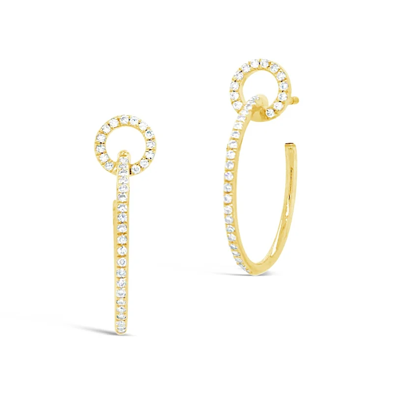 Romantic Heart-Shaped Jewelry For Special Gifts Circular Diamond Push-back Hoops Earrings