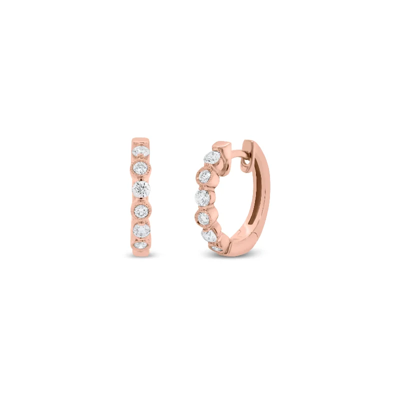 Luxury Jewelry Sale – Elegant Styles At Unbeatable Prices Diamond Huggie Earrings with Bezels & Milgrain Detail