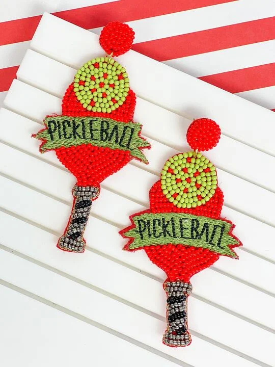 Exclusive Jewelry Discounts – Shop Now For Savings 'Pickleball' Paddle Beaded Dangle Earrings
