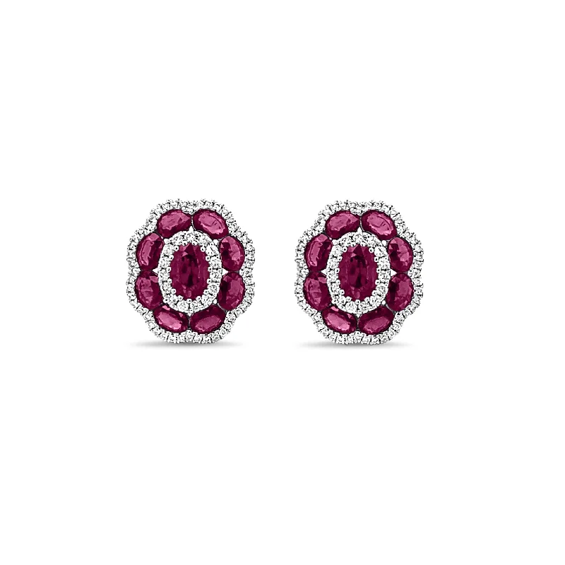 Huge Savings On Timeless Jewelry Collections Ruby and Diamond Flower Earring