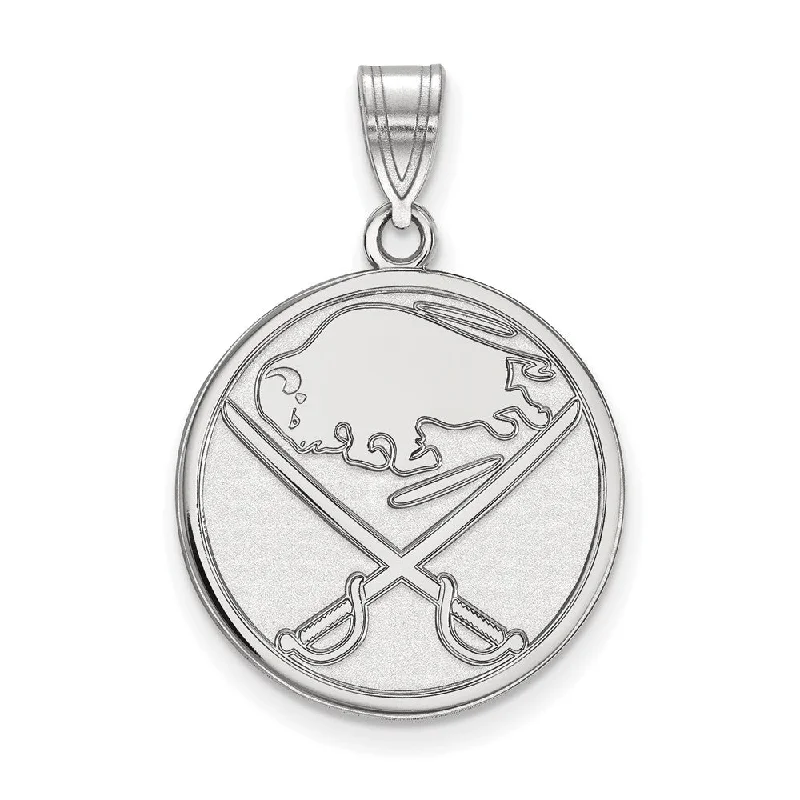 10k White Gold NHL Buffalo Sabres Large Disc Pendant