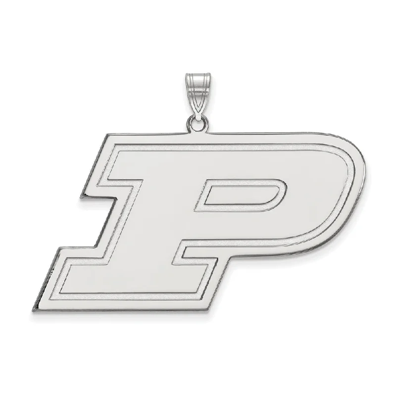 10k White Gold Purdue XL Initial P Pendant