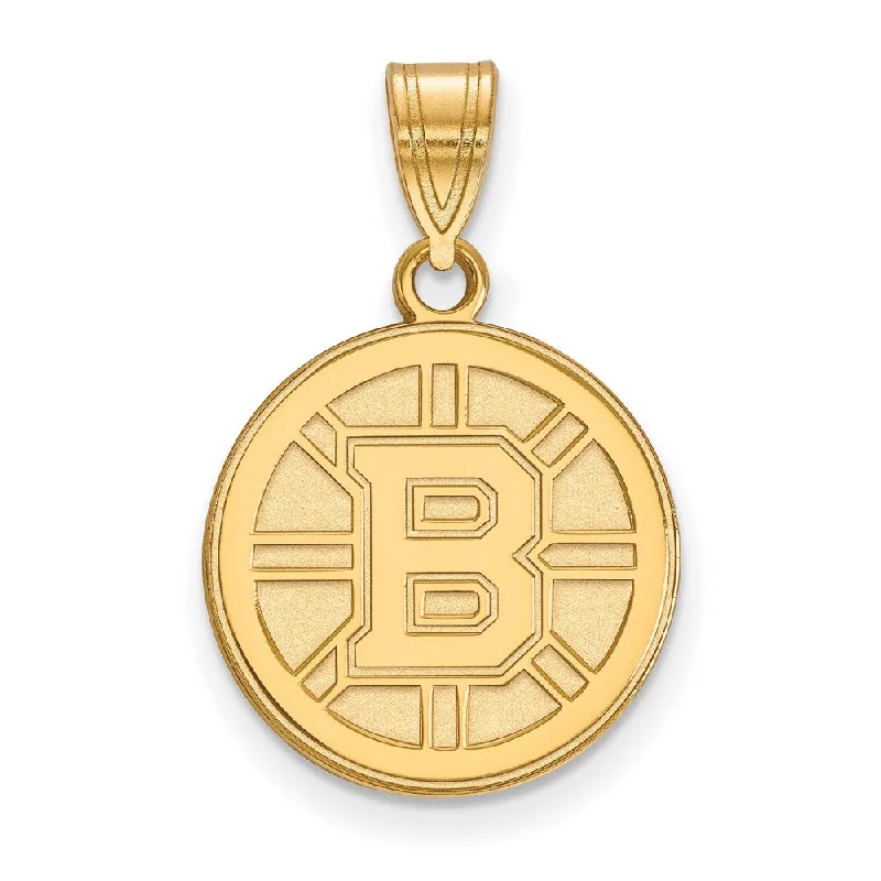 10k Yellow Gold NHL Boston Bruins Medium Disc Pendant