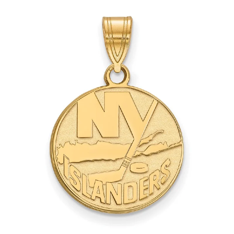 10k Yellow Gold NHL New York Islanders Medium Disc Pendant