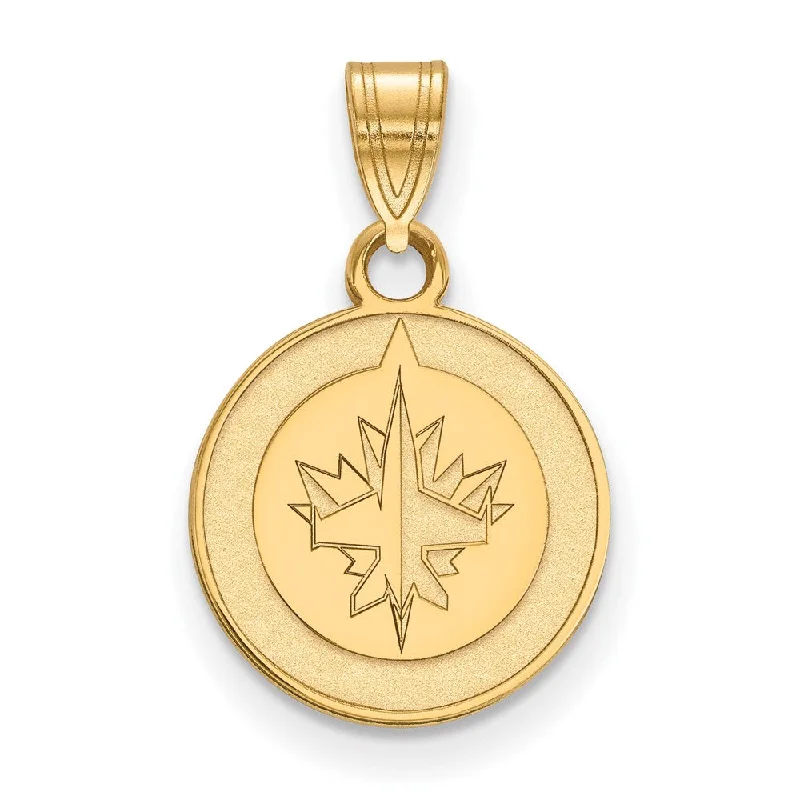 10k Yellow Gold NHL Winnipeg Jets Small Disc Pendant