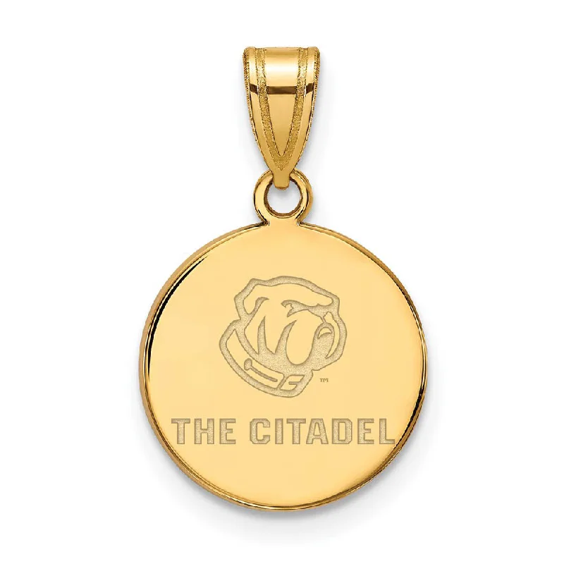 10K Yellow Gold The Citadel Medium Bulldogs Disc Pendant