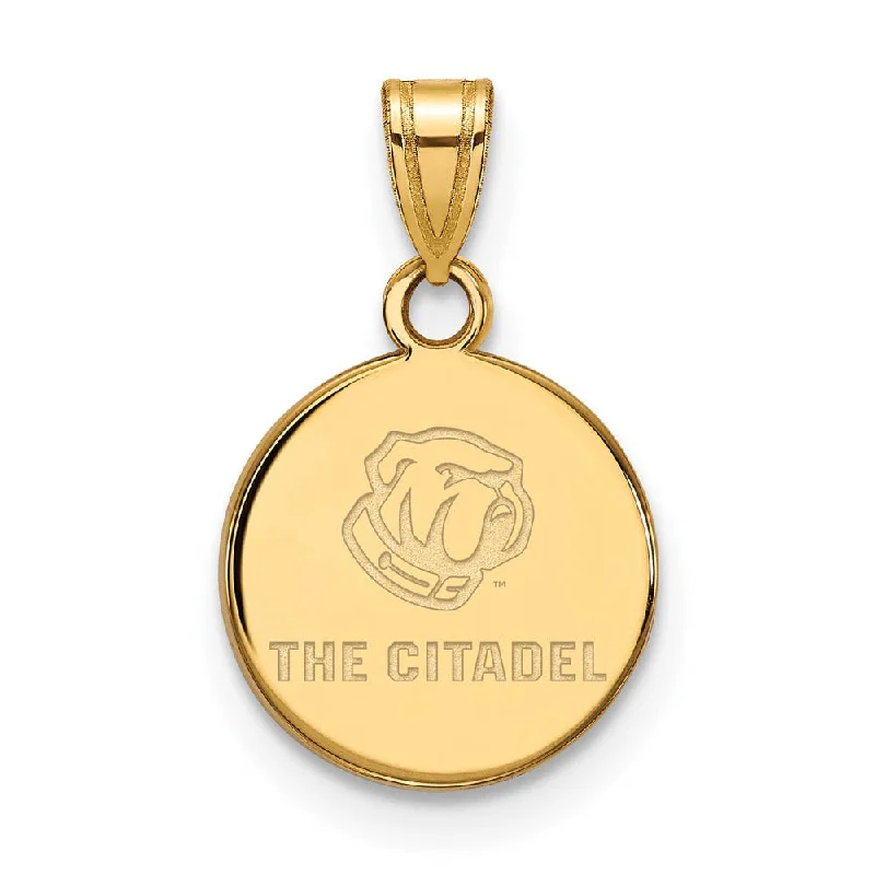 10K Yellow Gold The Citadel Small Bulldogs Disc Pendant