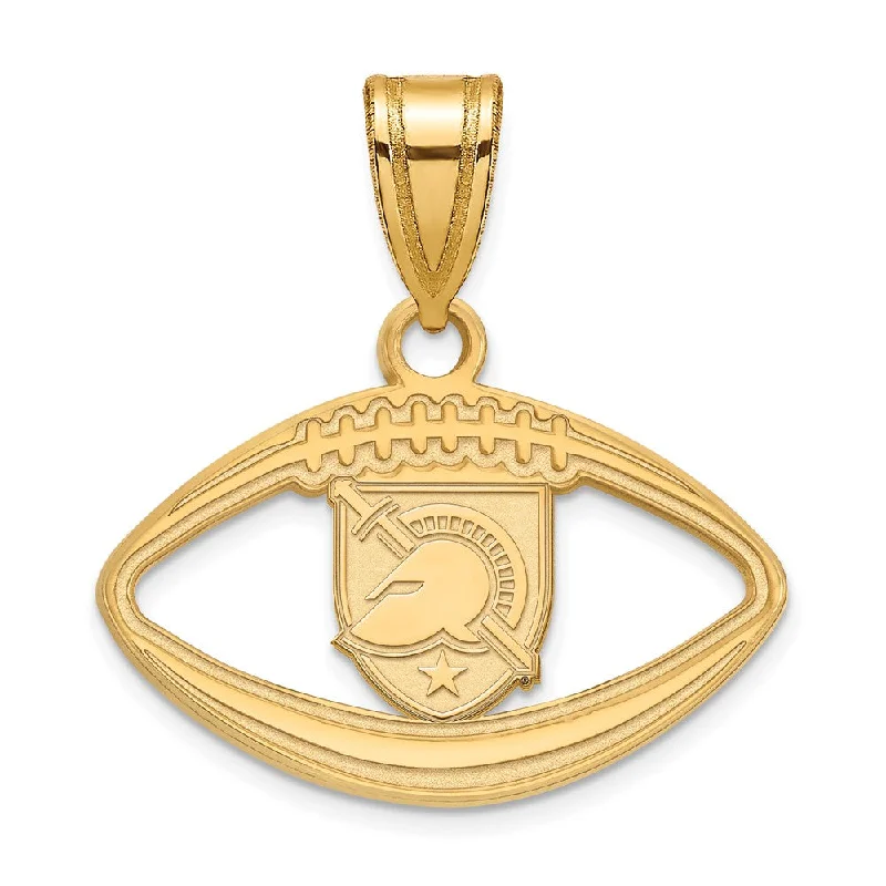 14k Gold Plated Silver Military Academy Football Pendant