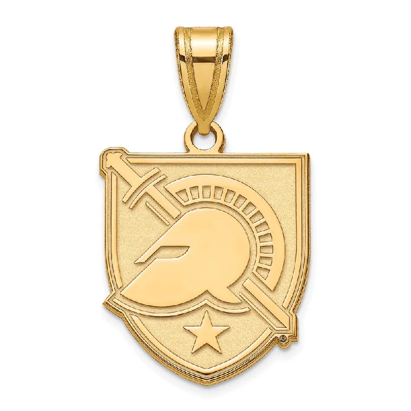 14k Gold Plated Silver Military Academy Large Shield Pendant