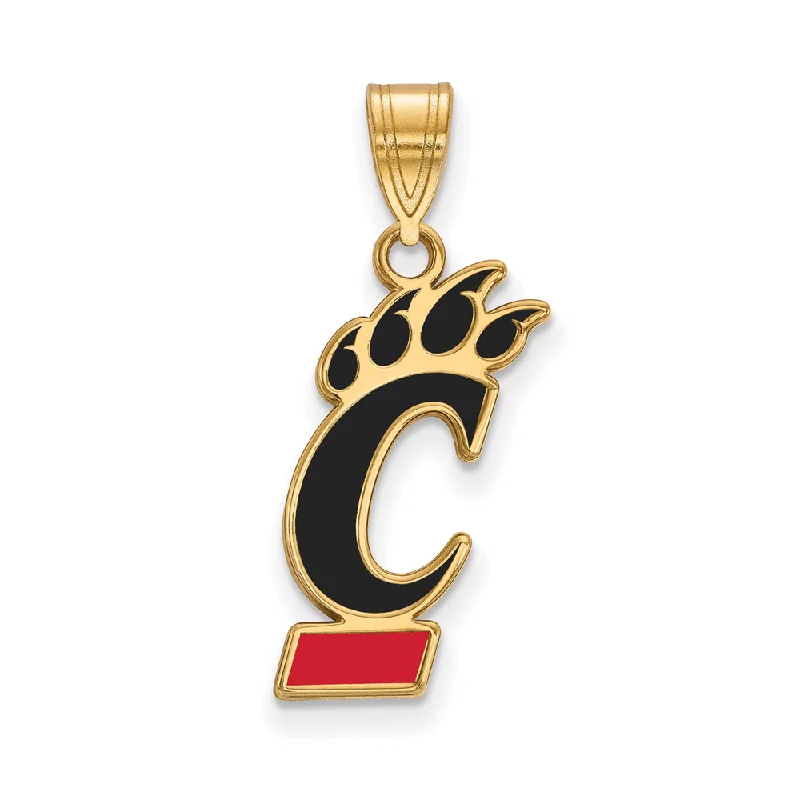 14k Gold Plated Silver U. of Cincinnati Large Enamel Pendant