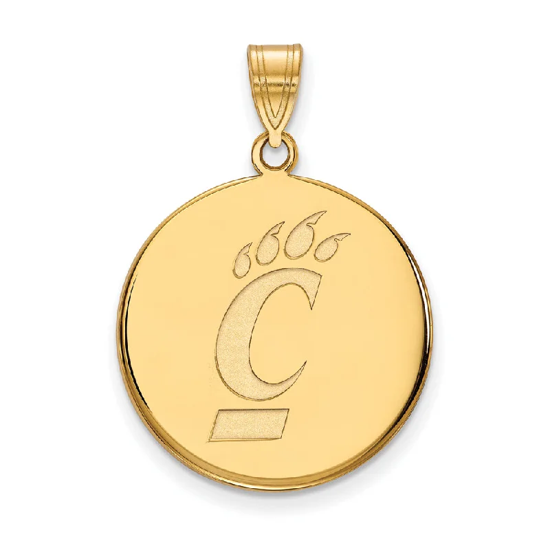 14k Gold Plated Silver U. of Cincinnati Large Logo Disc Pendant